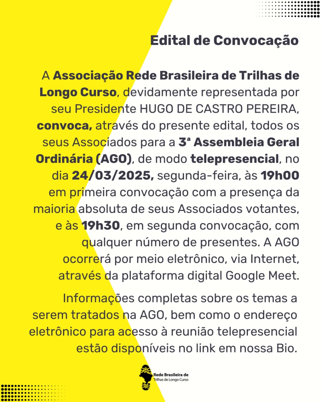 Edital de convocação: 3ª Assembléia Geral Ordinária (AGO)